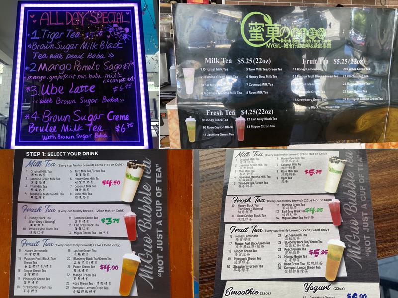 MiGuo Bubble Tea Menu