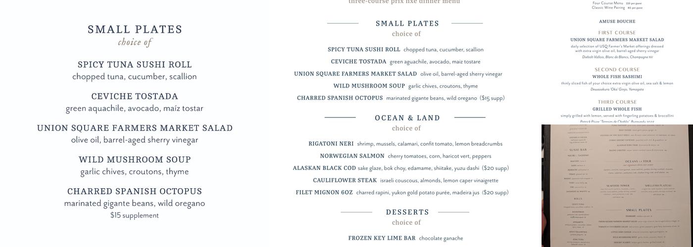 Oceans Menu