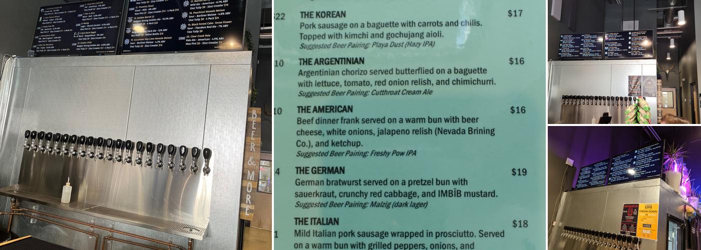 IMBĪB Taproom- Sparks Menu