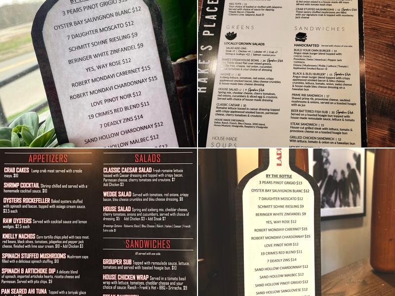 Rake's Place Menu