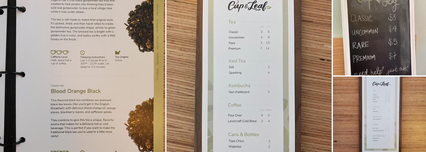 Cup & Leaf Cafe Menu