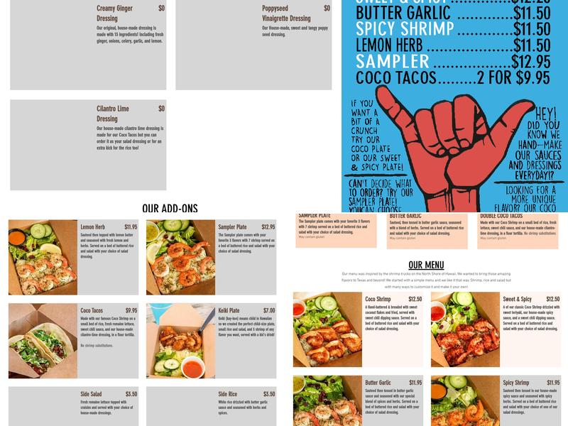 Coco Shrimp Menu