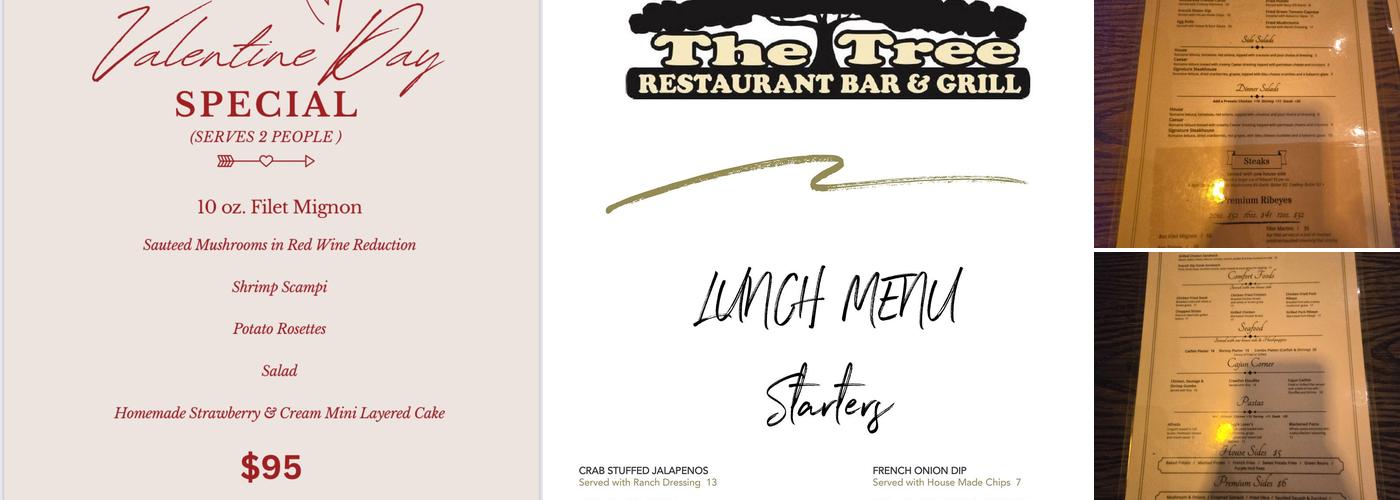 The Tree Restaurant Bar and Grill Menu