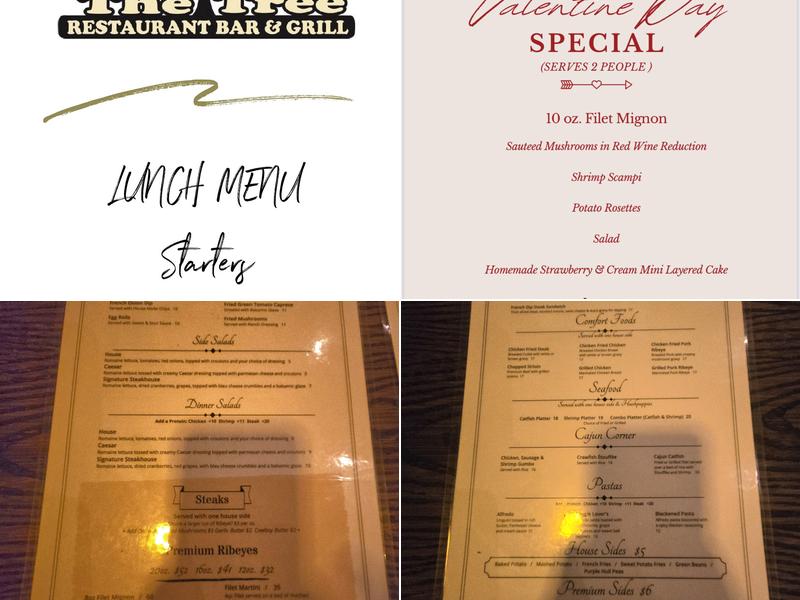 The Tree Restaurant Bar and Grill Menu