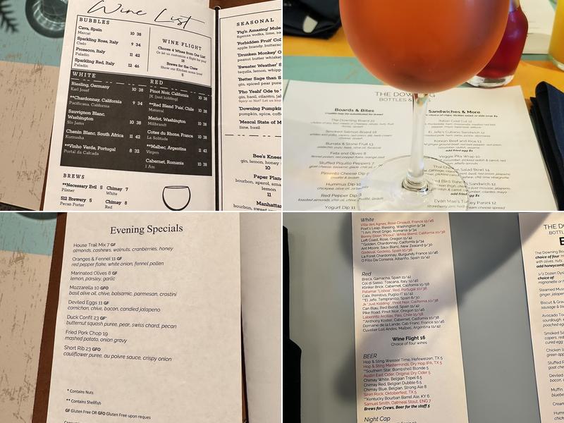 The Downing Bottles & Bites Menu