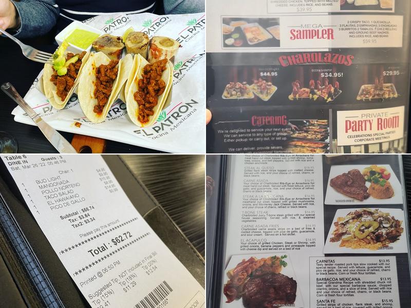 El Patron Cocina Mexicana Menu