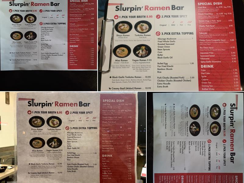 Slurpin' Ramen Menu