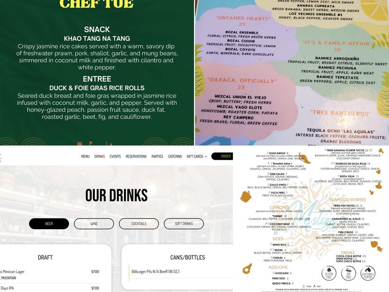 Mestizo Menu