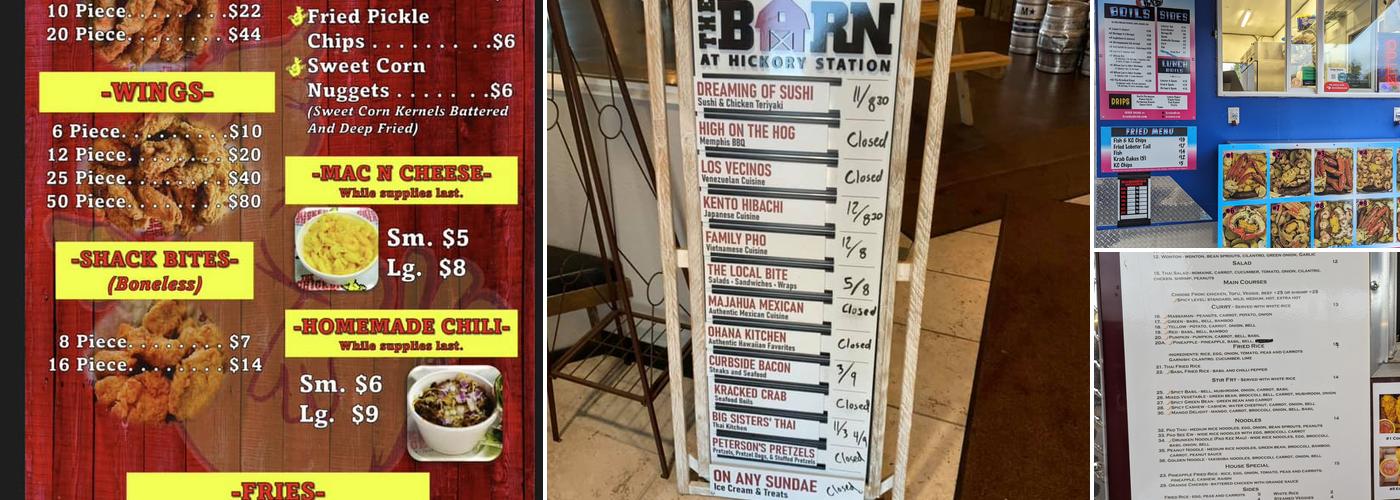 The Barn at Hickory Station Menu