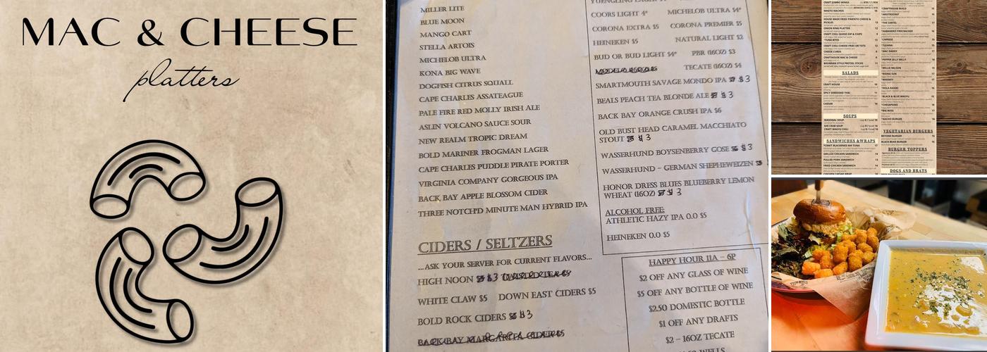 Craft Burger Bar Menu
