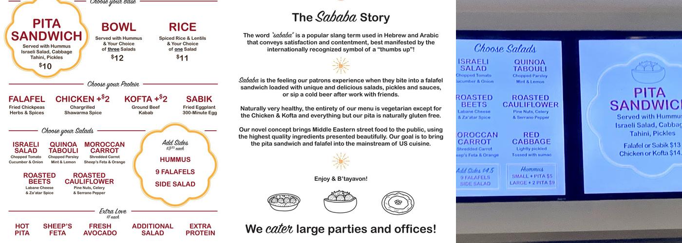 Sababa Menu