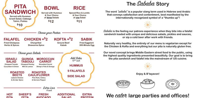 Sababa Menu