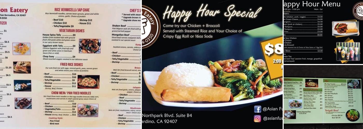 Asian Fusion Eatery Menu