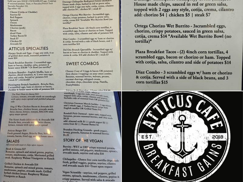 Atticus Cafe Menu