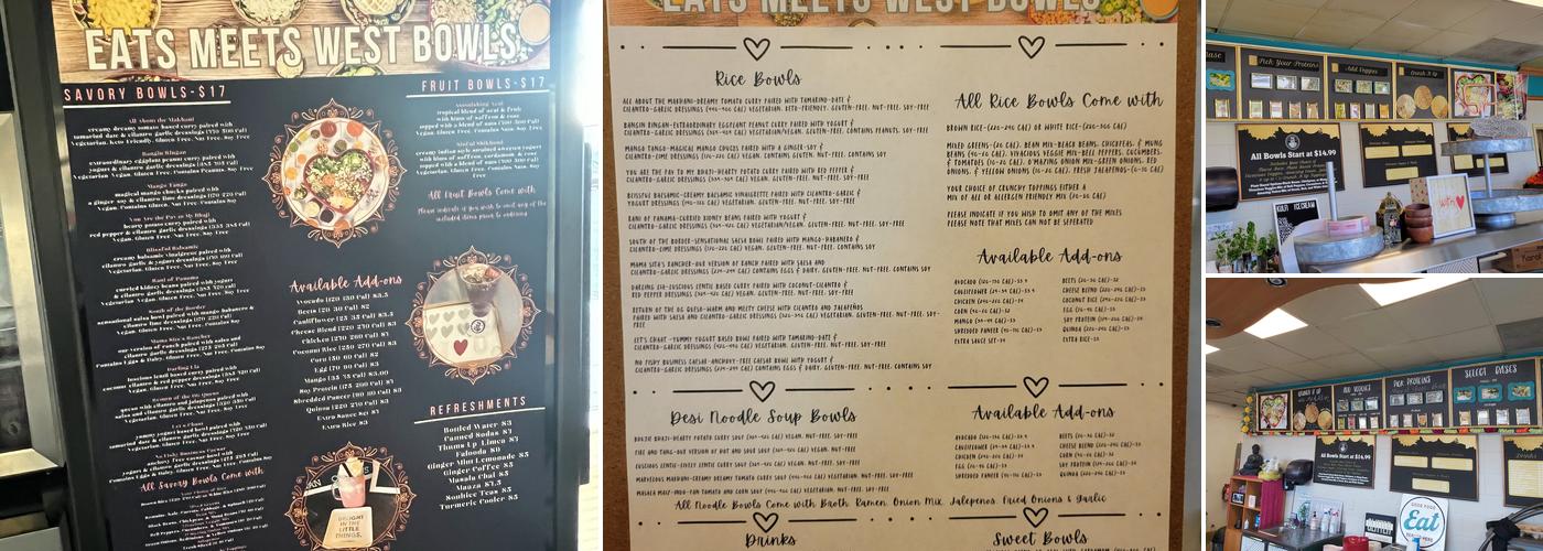 Eats Meets West Bowls Menu