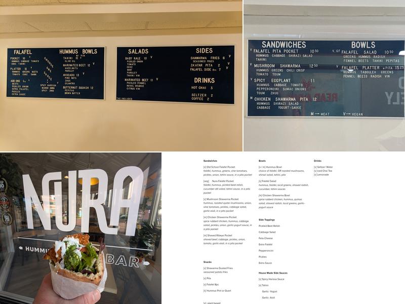 Nura Hummus and Falafel Menu