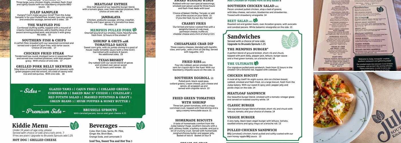 Julep Kitchen & Bar Menu