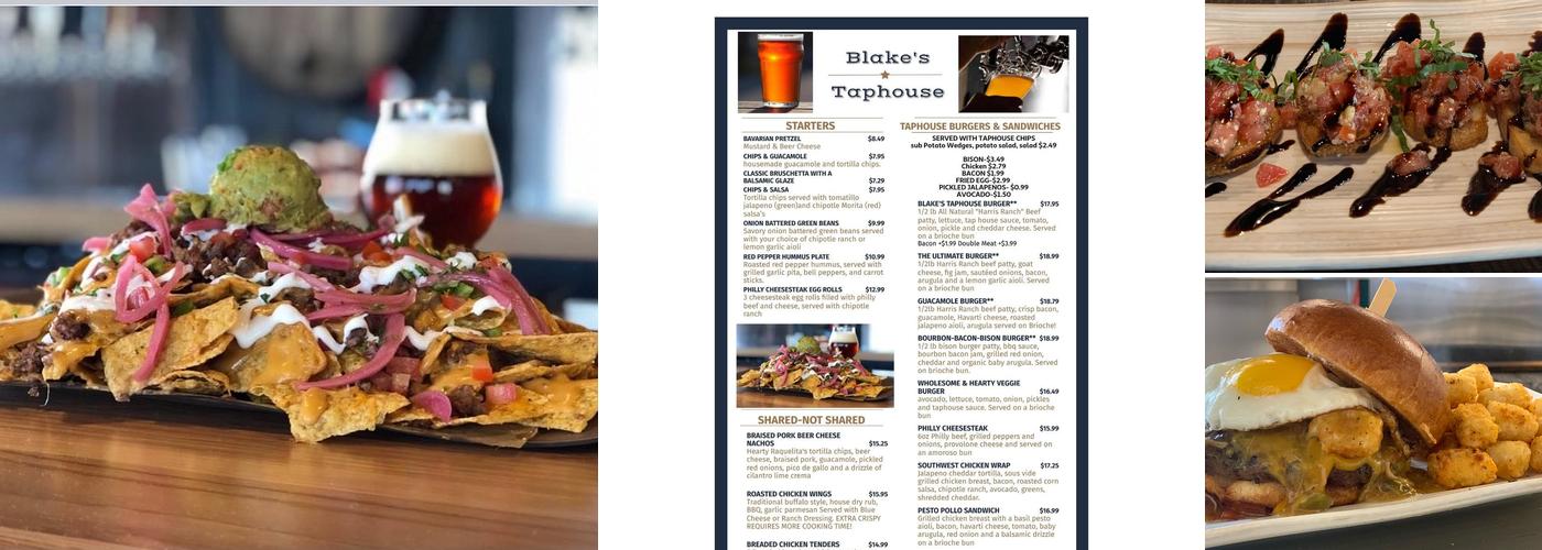 Blake's Taphouse Menu
