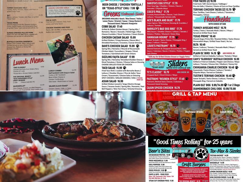 Uncle Bear's Grill & Tap - Greenfield Menu