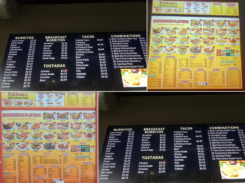 Riliberto's Fresh Mexican Food Menu