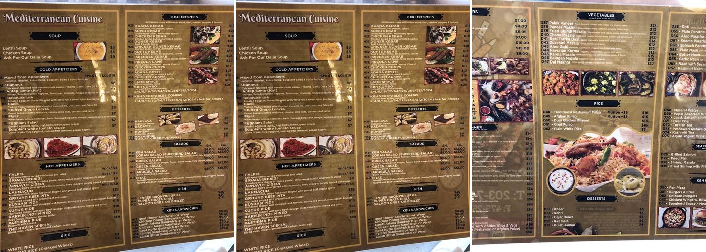 Kebab Haven Restaurant Menu