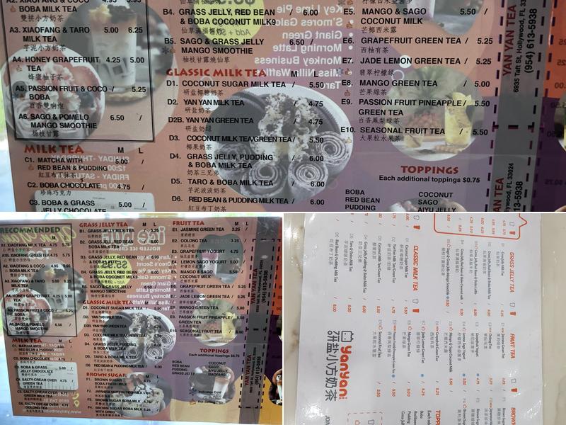 Yanyan Tea (Hollywood) Menu