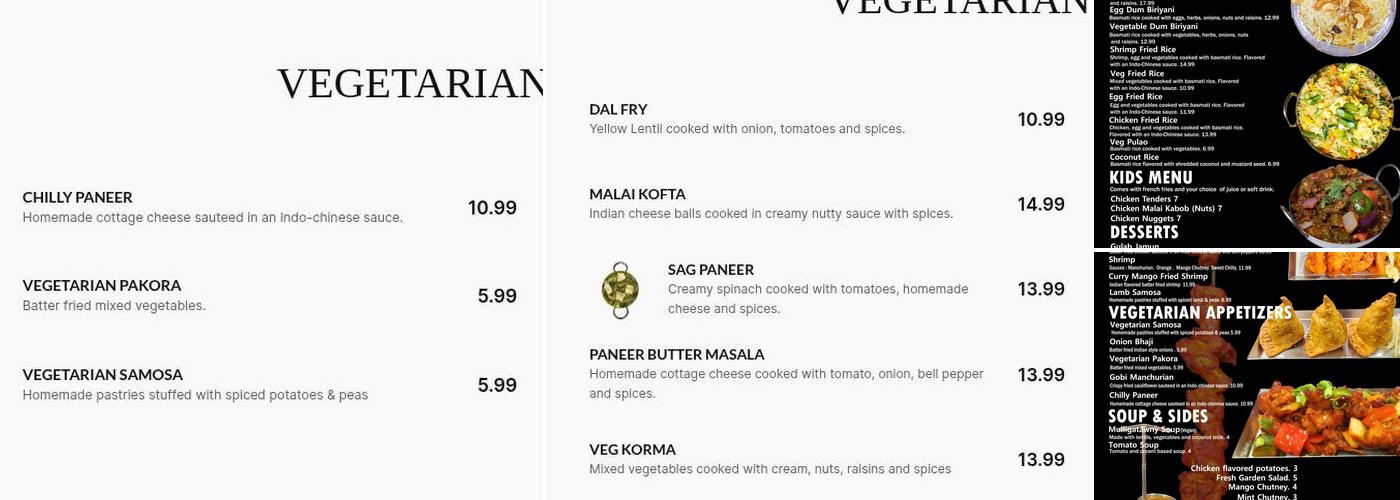 Curry Mango Menu
