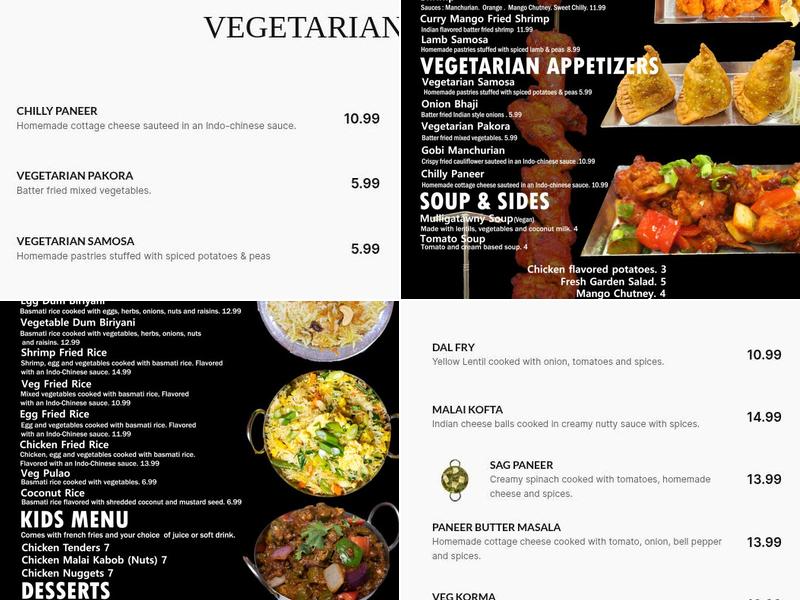 Curry Mango Menu