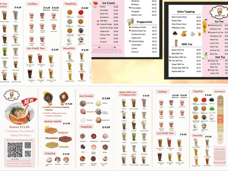 Sweety Cafe Menu