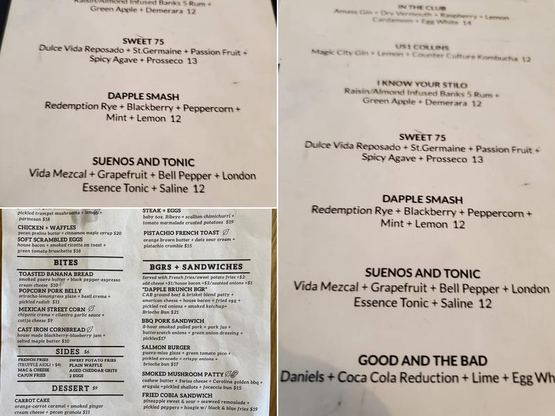 Dapple Bar + Kitchen Menu