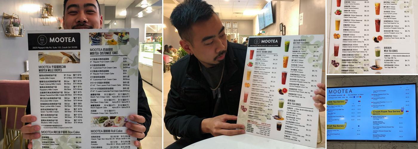 moo tea Menu