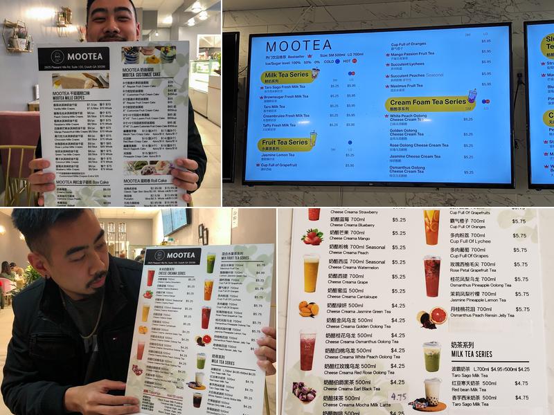 moo tea Menu