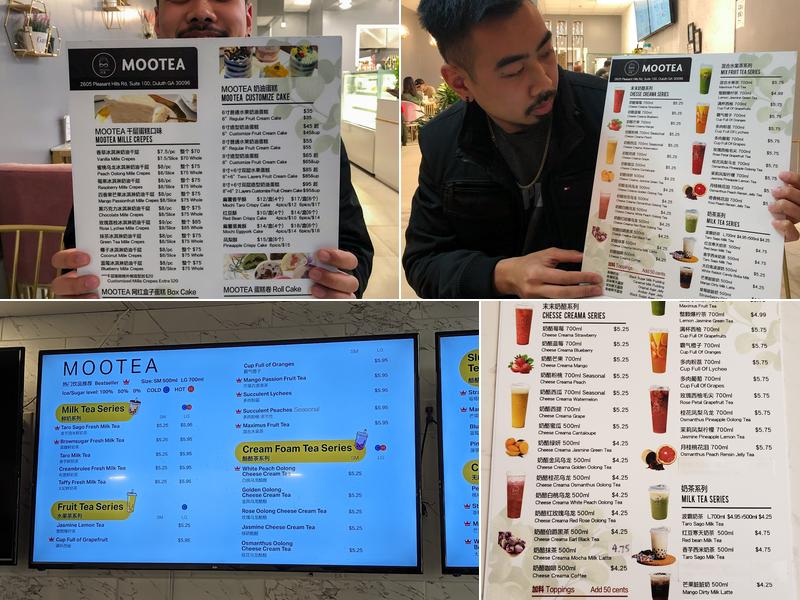 moo tea Menu