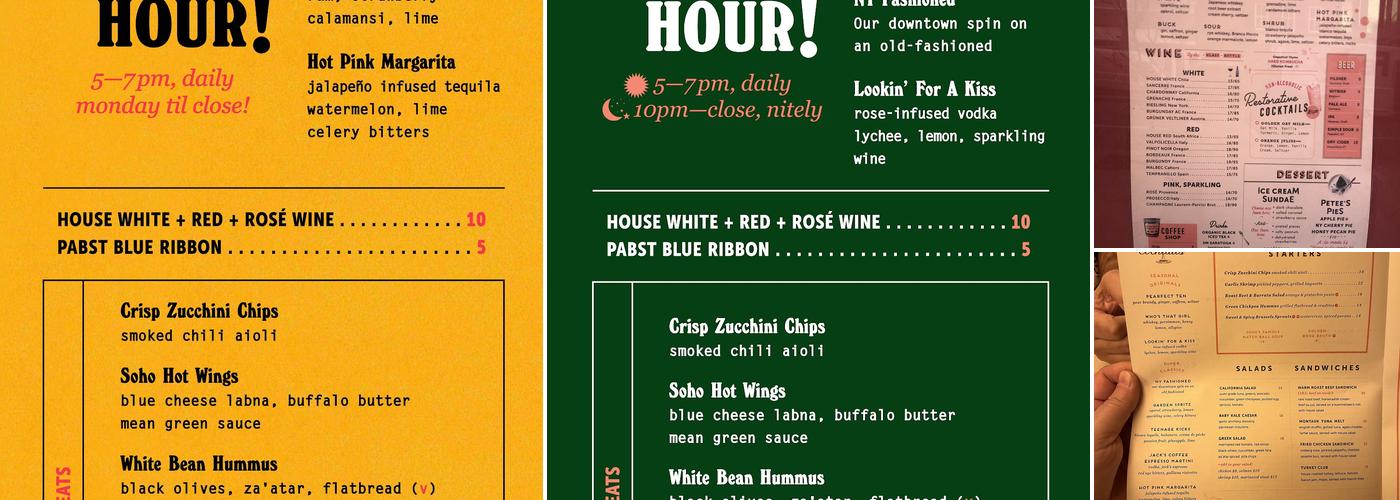 Soho Diner Menu