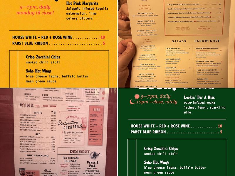 Soho Diner Menu