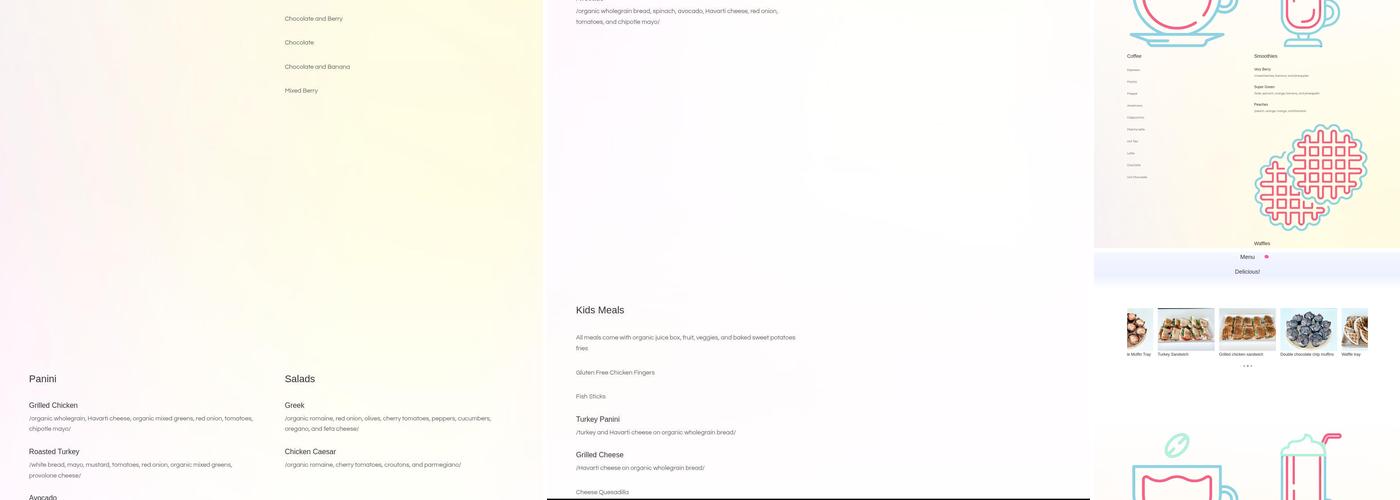 Playroom Cafe Two Menu