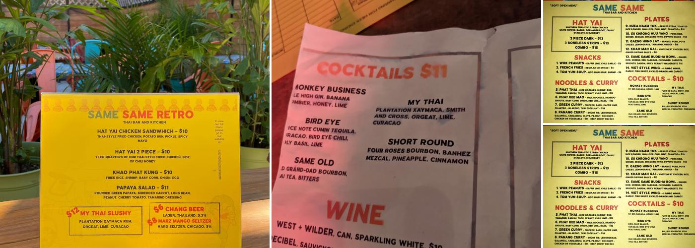 Same Same Menu
