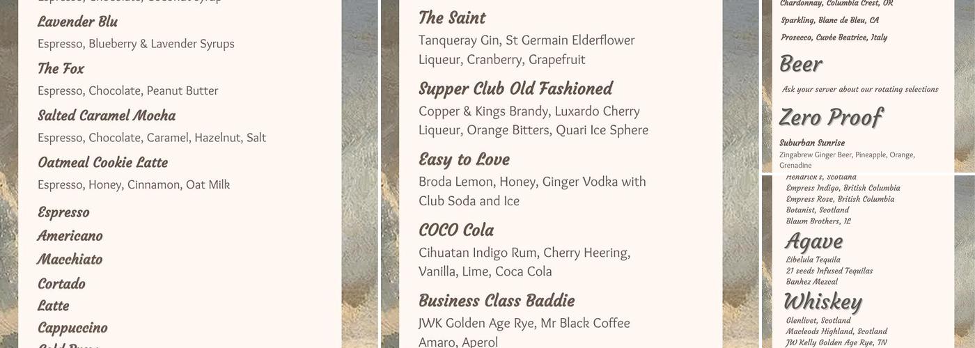 CoCo & Blu Menu