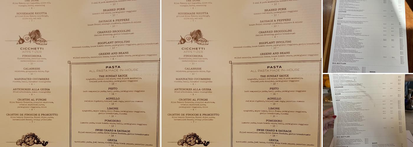 Pepp & Dolores Menu