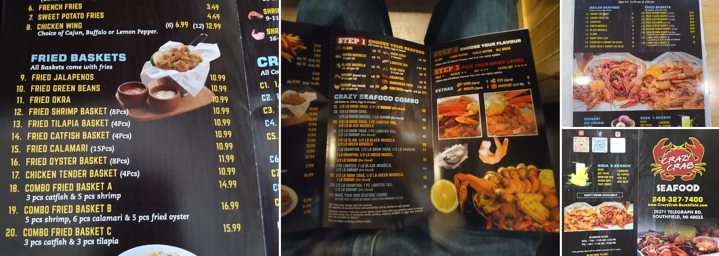 Crazy Crab Menu