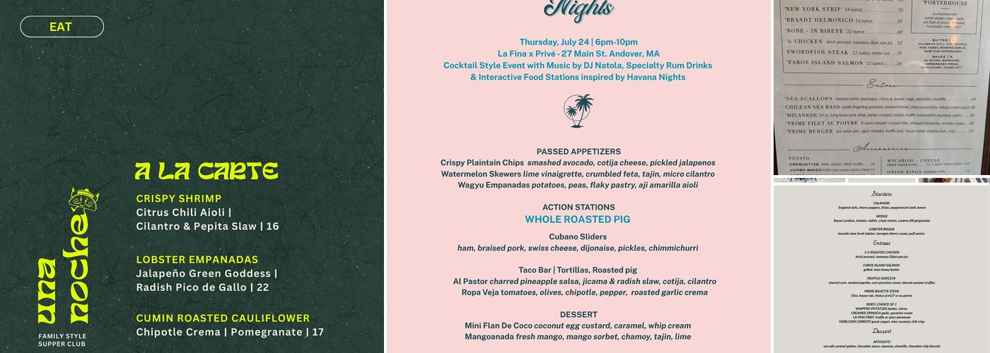 LA FINA RESTAURANT Menu