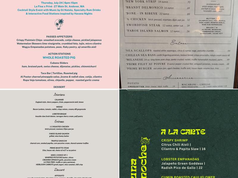 LA FINA RESTAURANT Menu