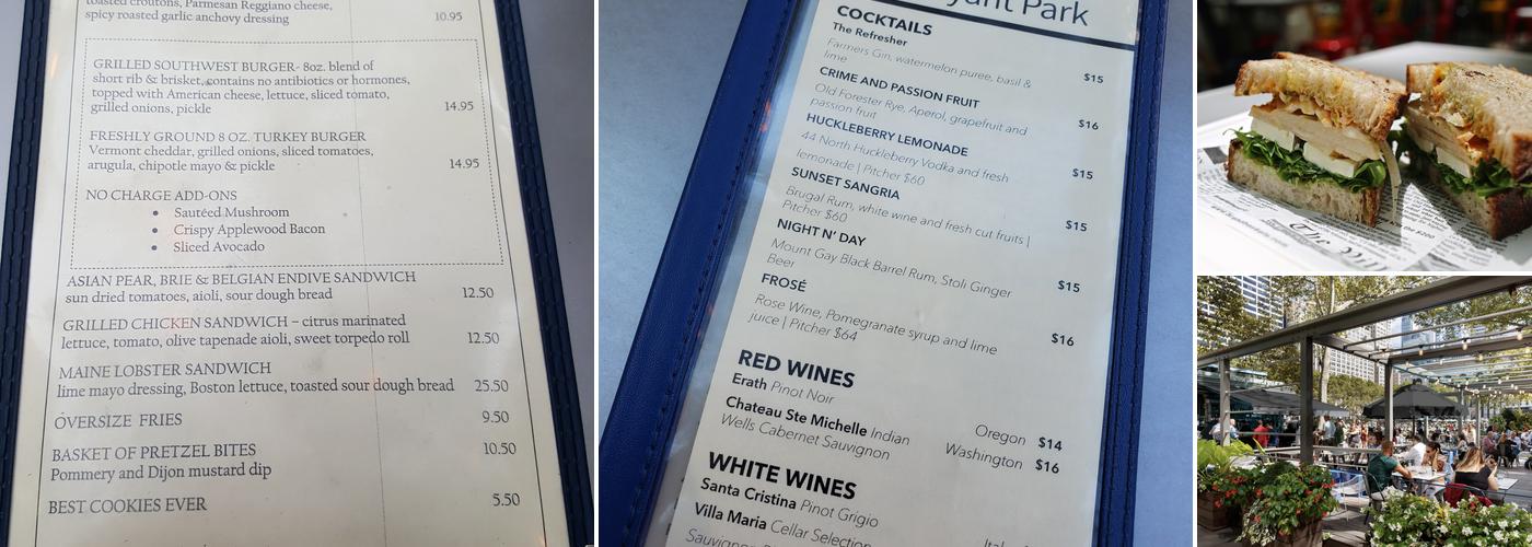 L'OR Porch at Bryant Park Menu