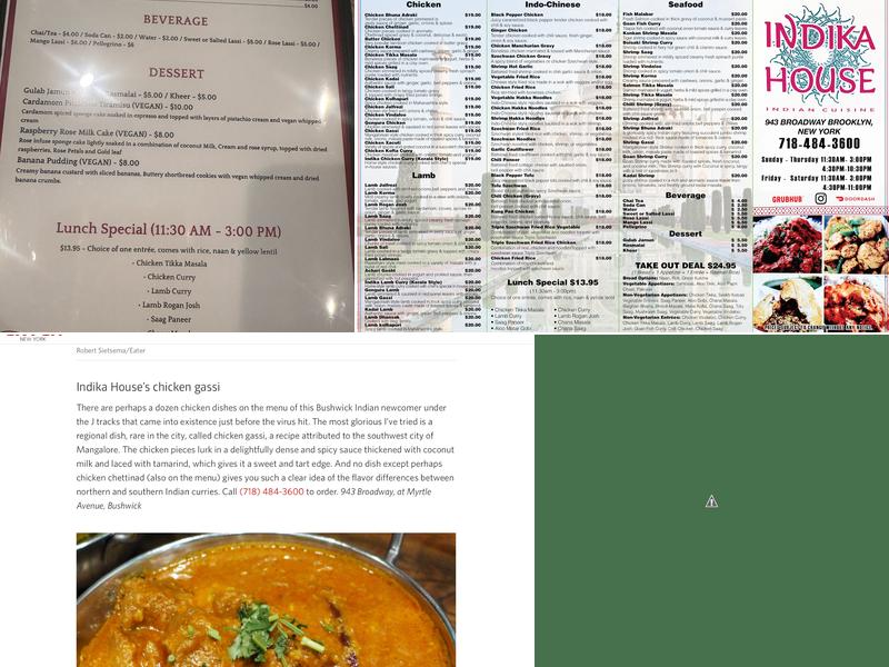 Indika House Menu