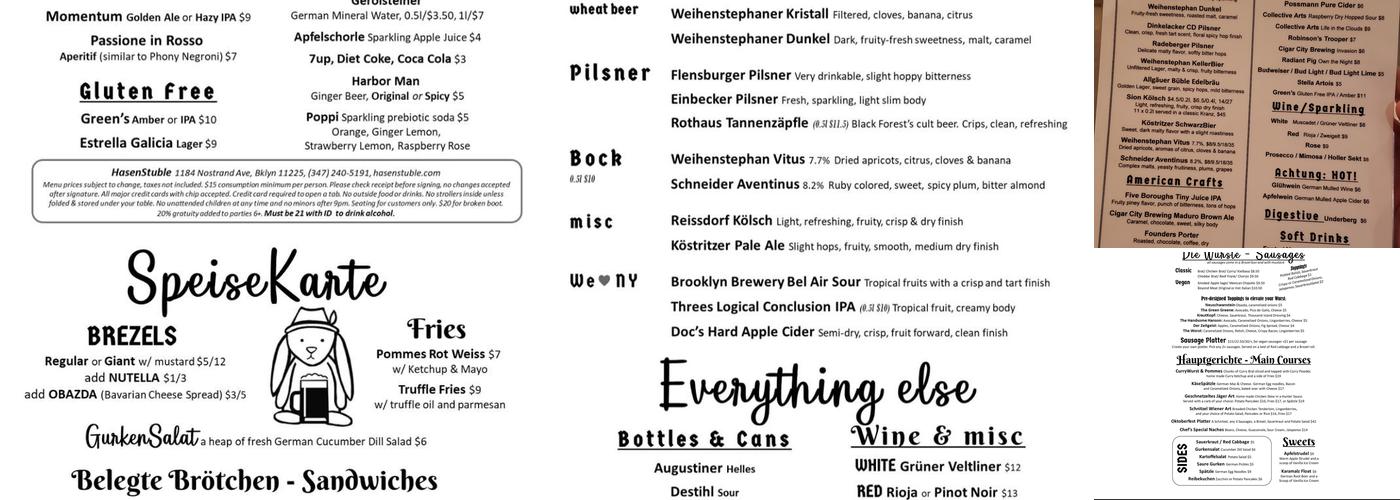 HasenStüble Menu
