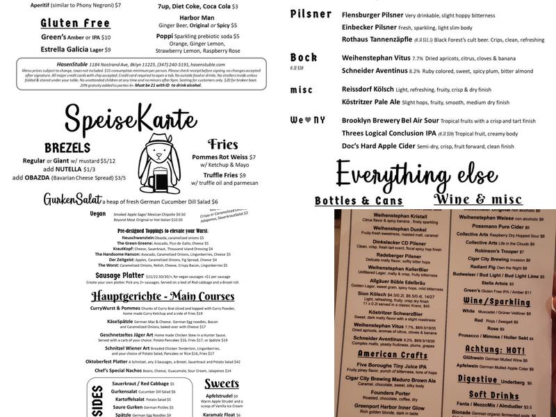 HasenStüble Menu