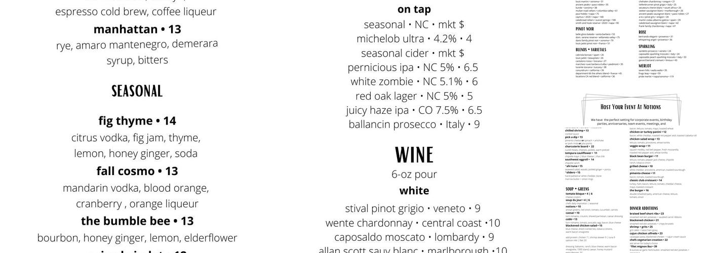 Notions Menu