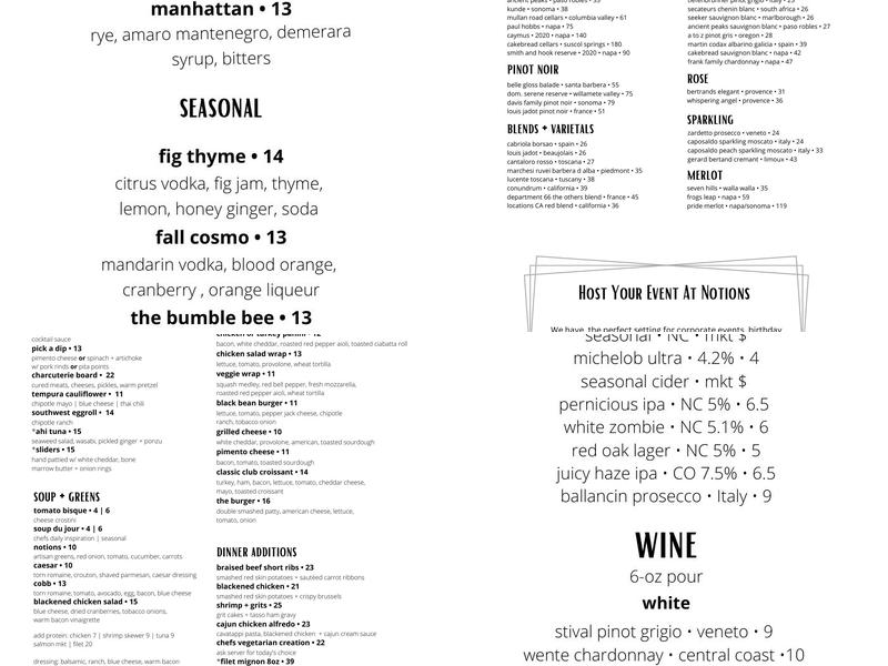 Notions Menu