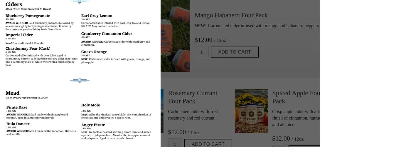 Beach Bee Meadery Menu