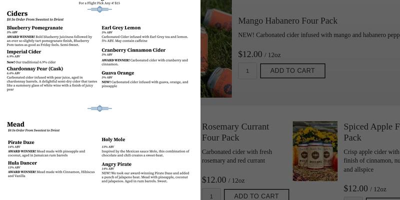 Beach Bee Meadery Menu